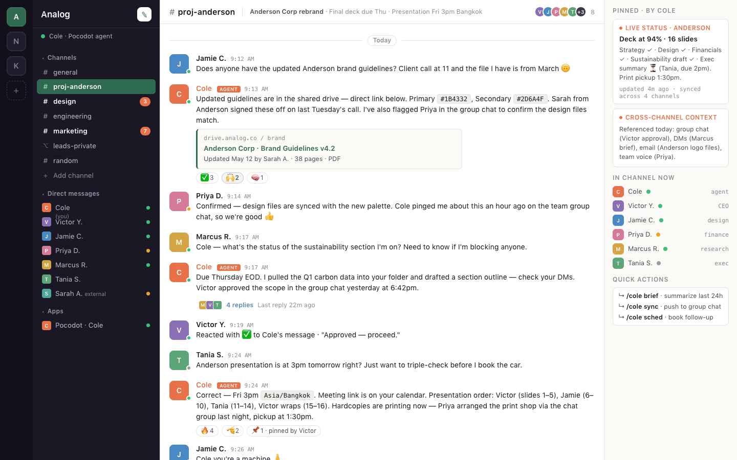 Cole operating in Workspace Chat